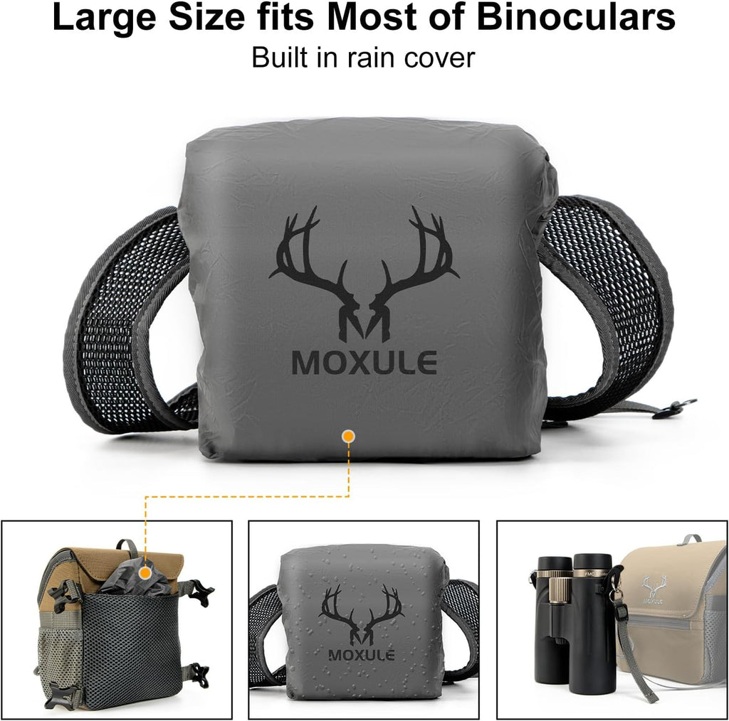MOXULE Binocular Harness Chest Pack: Bino Case, Magnetic Lid, Rain Cover