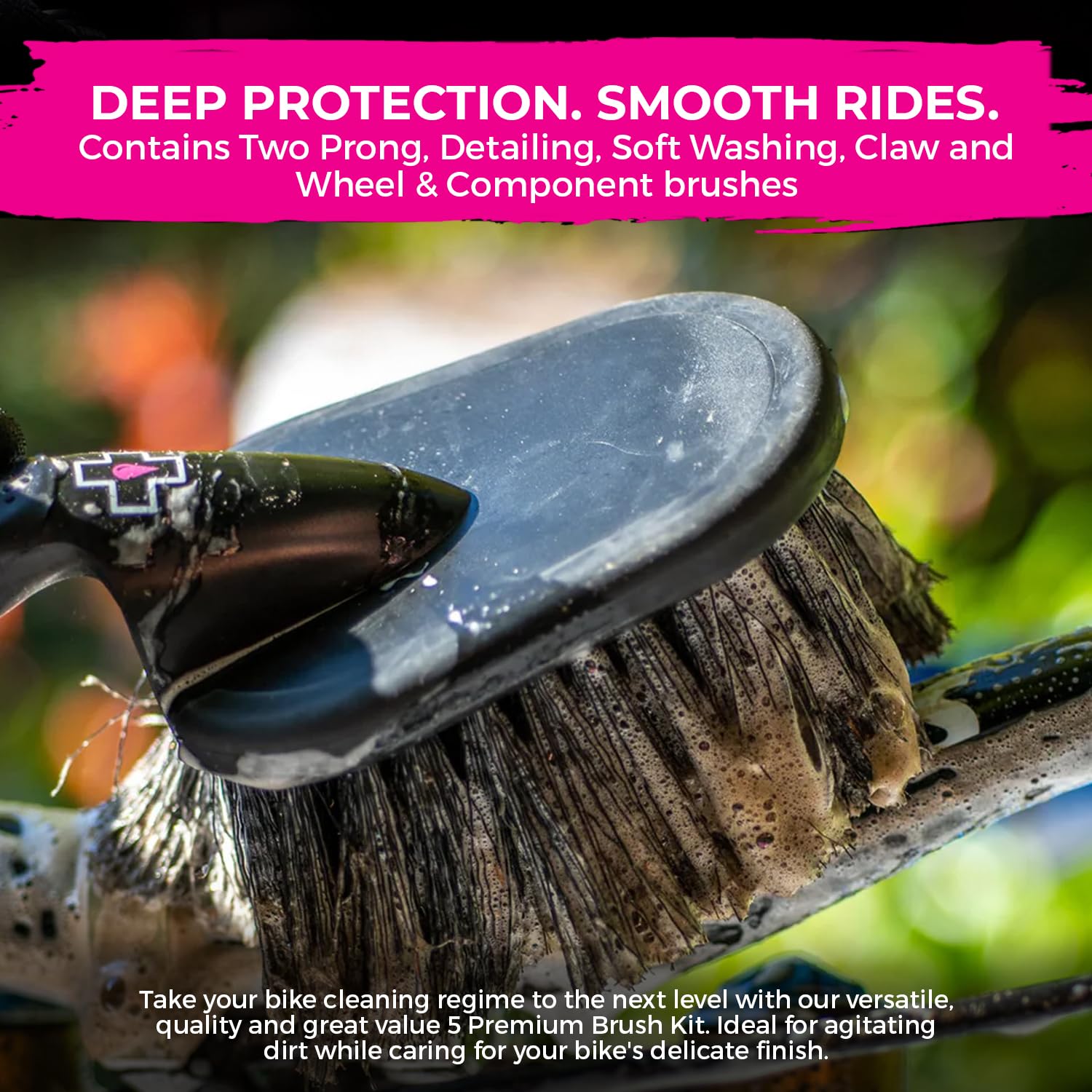 Muc-Off Nano Tech Bike Cleaner Concentrate 1L + 5 Brush Set | Powerful Eco-Friendly Bike and Motorcycle Cleaner | Safe on Carbon Fibre | Biodegradable Formula and Refill-Friendly