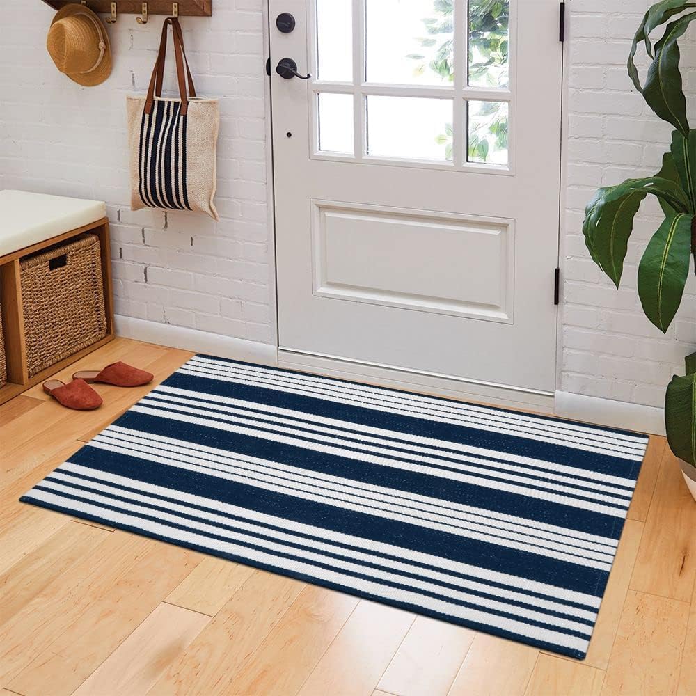 OJIA Outdoor Mats for Front Door 24"x51" Fall Porch Rug Striped Outdoor Rug