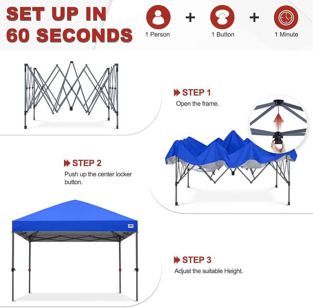 ABCCANOPY 10x10 Pop up Canopy Tent Instant Portable Shelter, Royal Blue