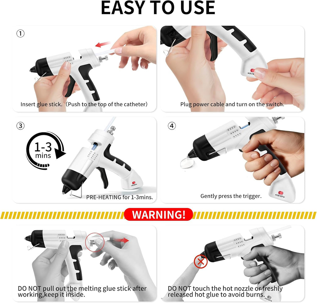 Cordless Hot Glue Gun,20W Glue Gun with 30 Glue Sticks,90S Fast Preheating,2600mAh USB-C Rechargeable Hot Melt Gun for DIY Crafts,Gift Making,Home Repairs & Decoration