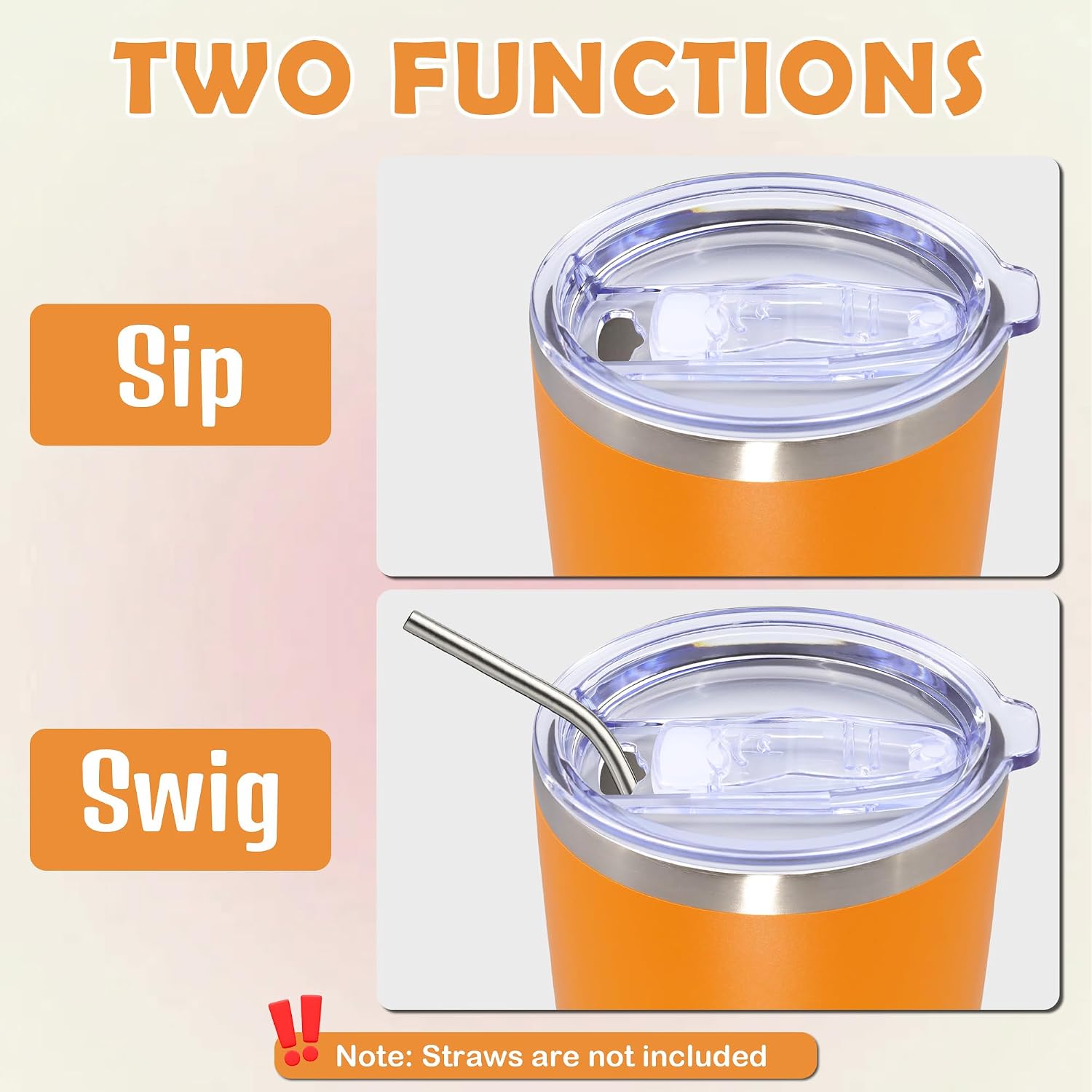 20oz Tumbler Stainless Steel Tumbler Coffee Tumbler with Lid Orange, 4P