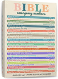 Bible Emergency Numbers Canvas Wall Art Christian Wall Decor Print Vintage Inspirational Faith Art for Living Room, Office, Church, or Room Framed 12 * 18 Inch