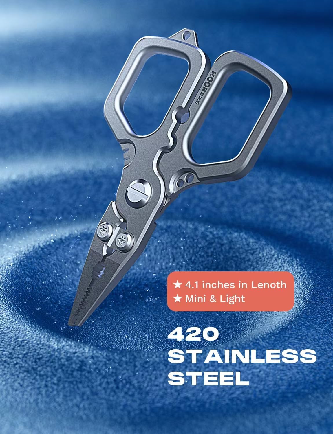 HOOK-EZE 420 Fishing Pliers, 4.1“ Multi-function Fishing Tool with Tungsten Cutters, Knot Tying Tool with Lanyard, Split Ring Hook Remover, Freshwater Fishing Tool Gift for Men
