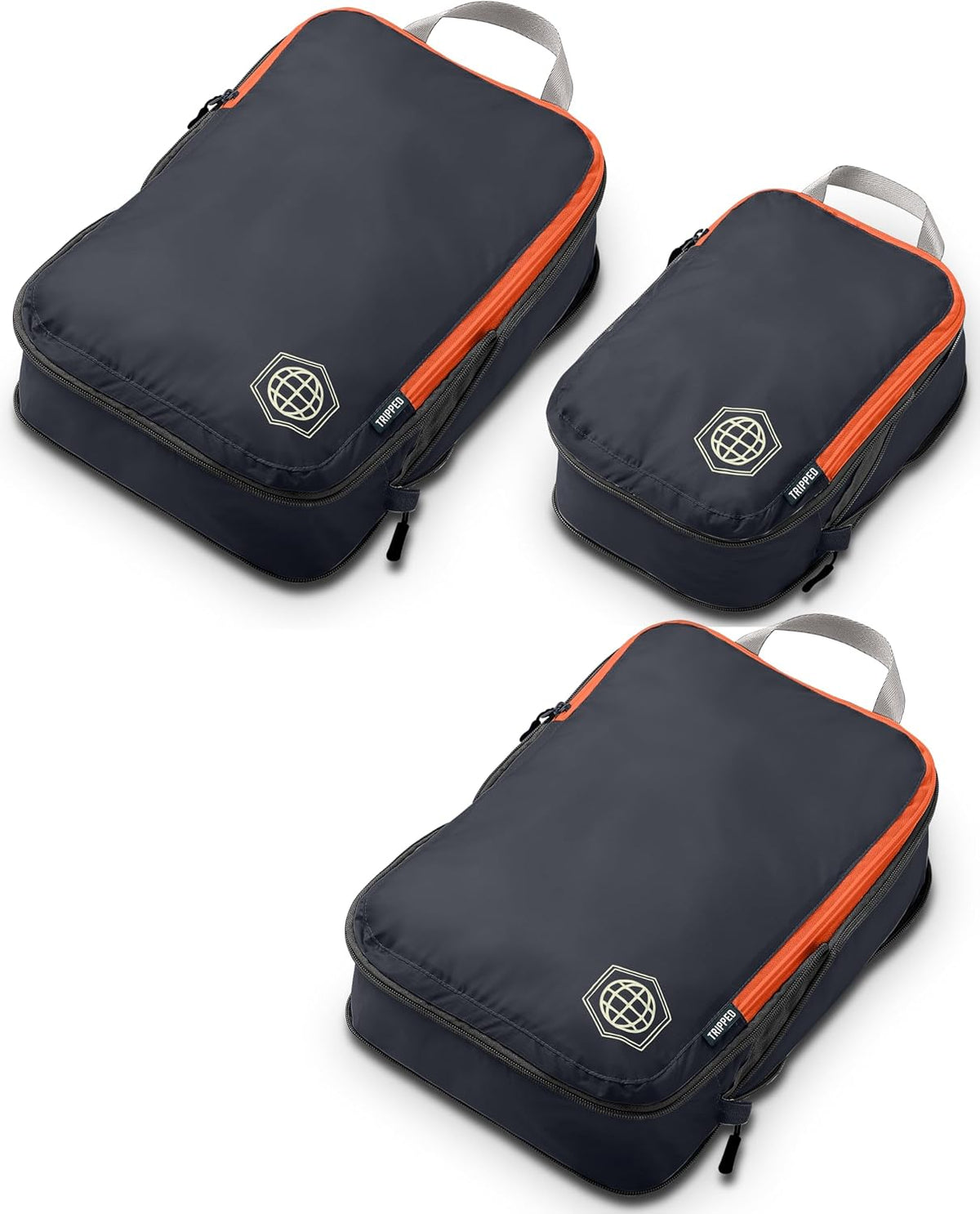 TRIPPED Travel Gear Compression Packing Cubes for Carry-On Travel 3-Pack