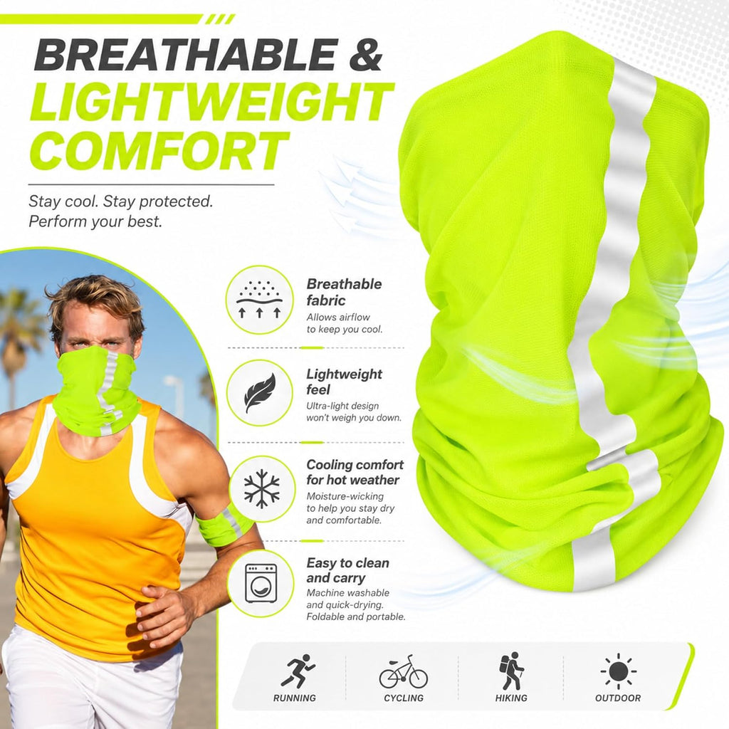 SATINIOR 8 Pack Reflective Neck Gaiters UV Protection Cooling Face Masks