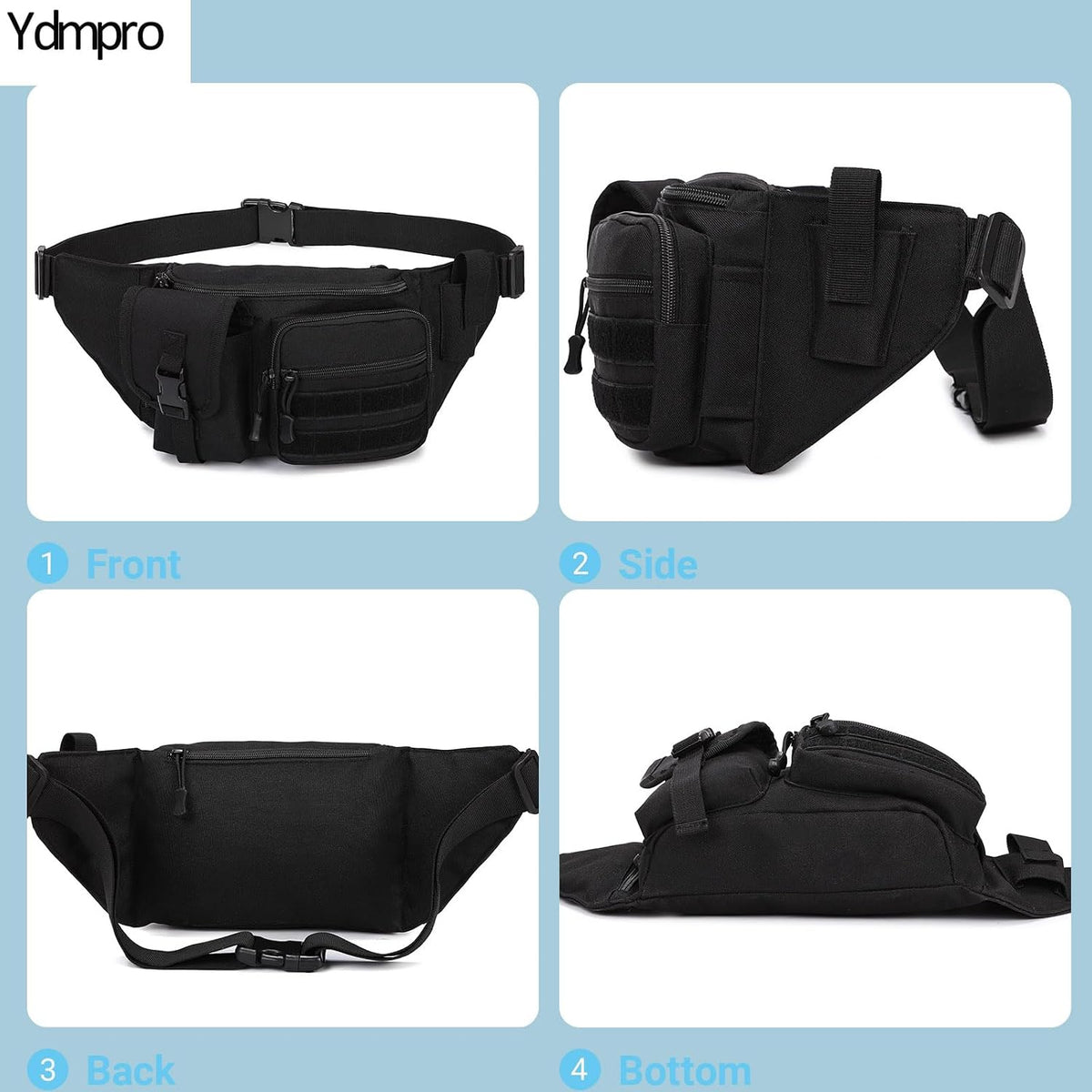 Tactical Fanny Pack，Military Waist Bag Hip Belt Bumbag Utility Bags for Fishing Hiking Hunting with Mesh Water Bottle Holder Pouch (Tan)