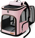 Lekereise Pet Carrier Backpack Expandable Cat Backpack Carrier for Small Dogs Large Cats Puppies, Dog Backpack Carrier for Hiking Travel Outdoor Hold Pets Up to 20 25 Lbs, Pink