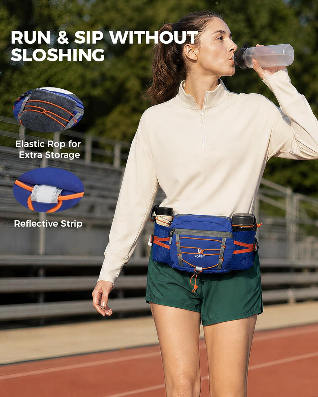Fanny Pack with 2 Water Bottle Holder for Women Men, Waist Bag
