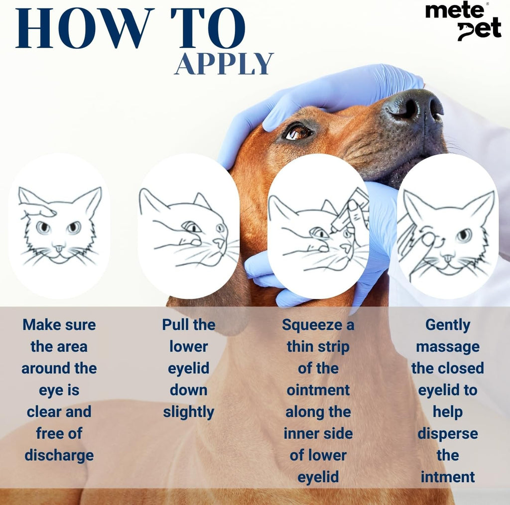 Vetromycin Pet Eye Ointment for Dogs and Cats 1/8 oz /5gr, 1 Tube - Gentle Daily Eye Care, Easy Topical Application