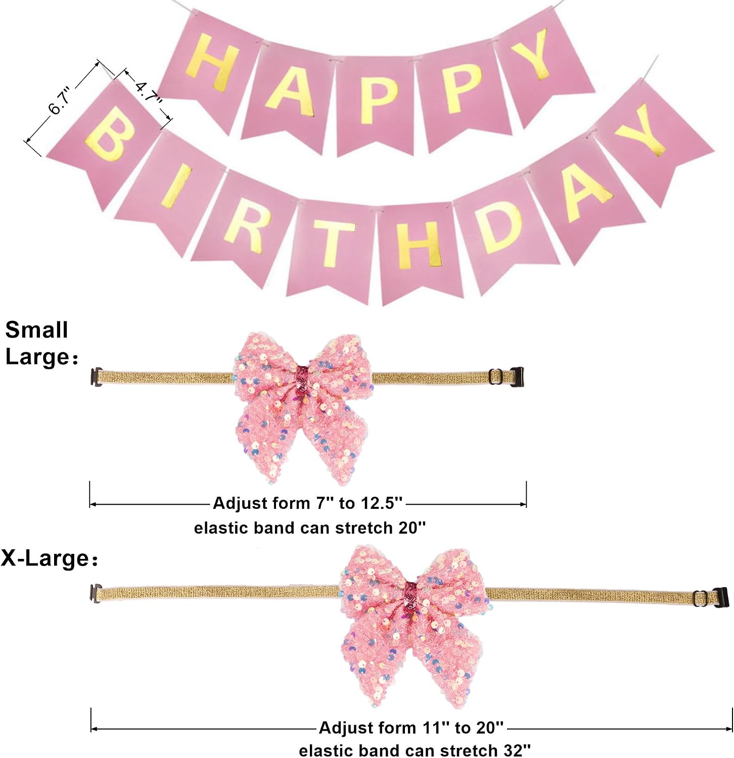 ADOGGYGO Dog Birthday Hat, Pink Birthday Girl Bandana & Tutu Set, Small