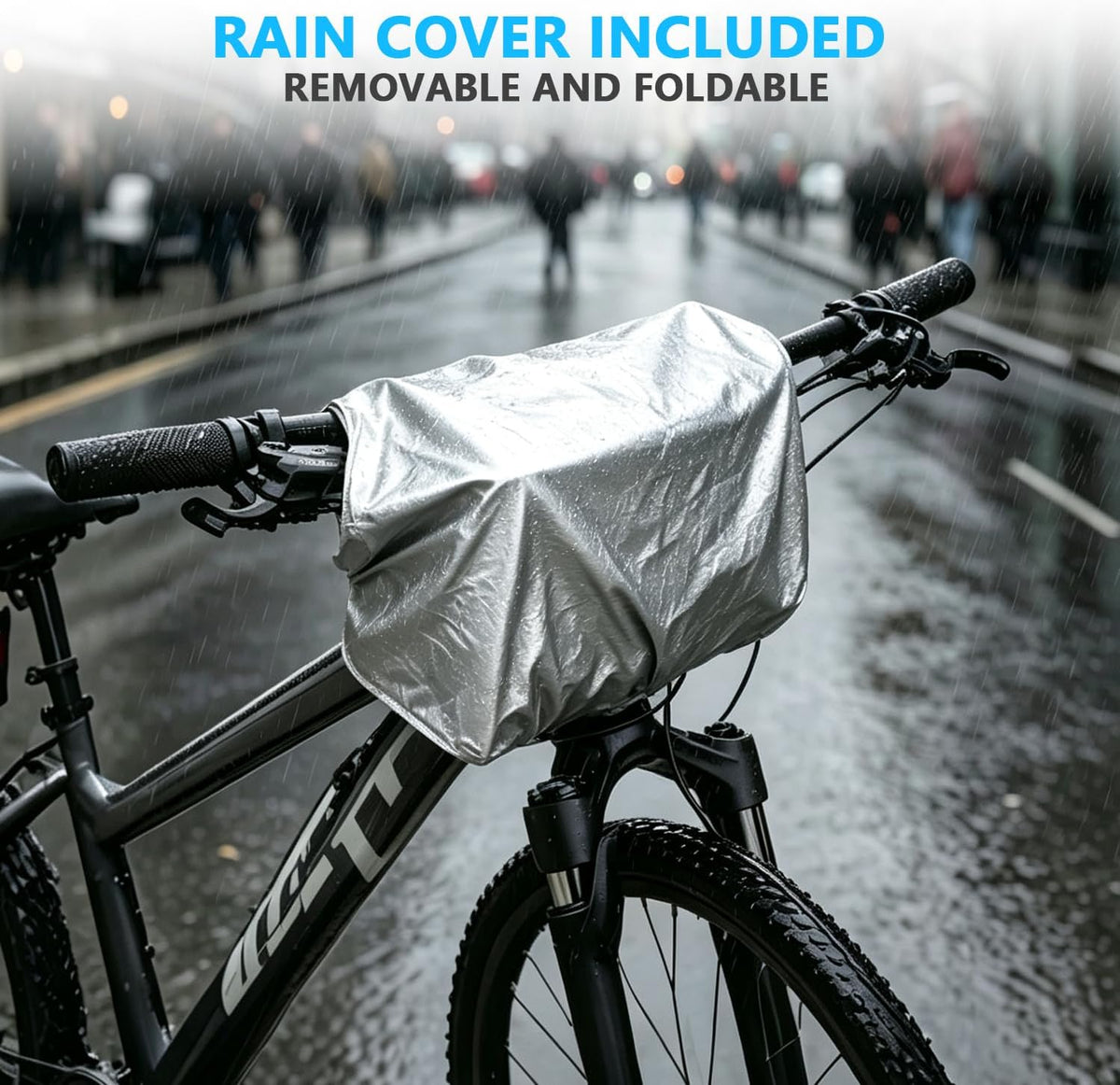 Bike Handlebar Bag, Bicycle Basket Front with Rain Cover and Shoulder Strap