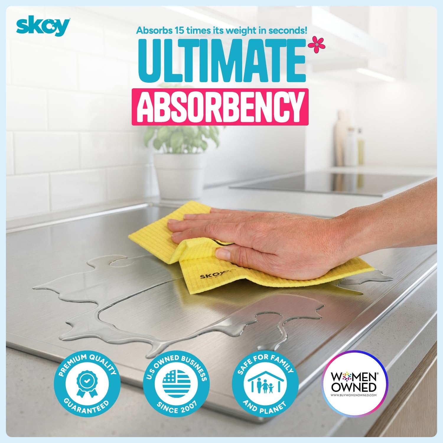 Skoy Cloth, 8-Pack Versatile Swedish Dishcloths for Kitchen and Household Use, Reusable Cleaning Cloths, Planet-Friendly, Dishwasher and Dryer-Safe, Orange