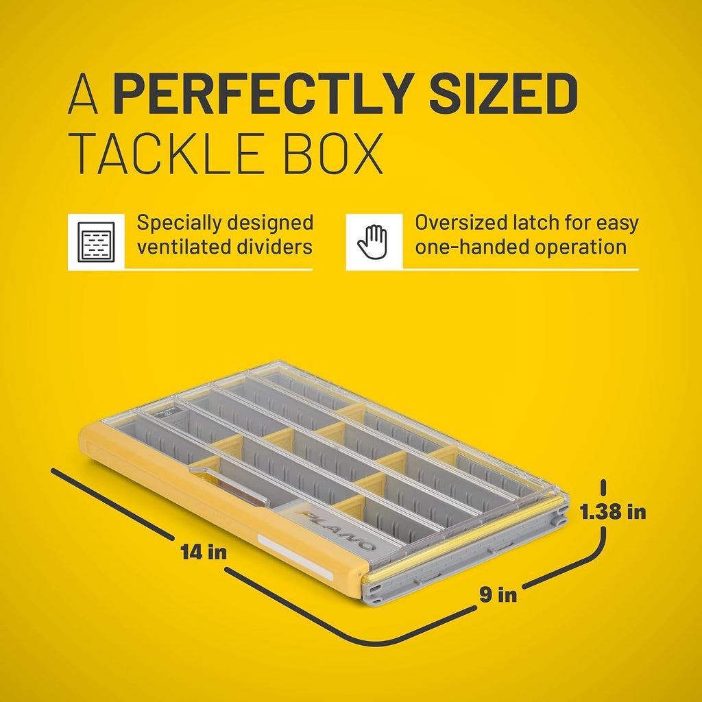 Plano EDGE 3700 Premium Thin Tackle Utility Box, Clear and Yellow, Waterproof and Rust-Resistant Bait and Tackle Box Storage Organization