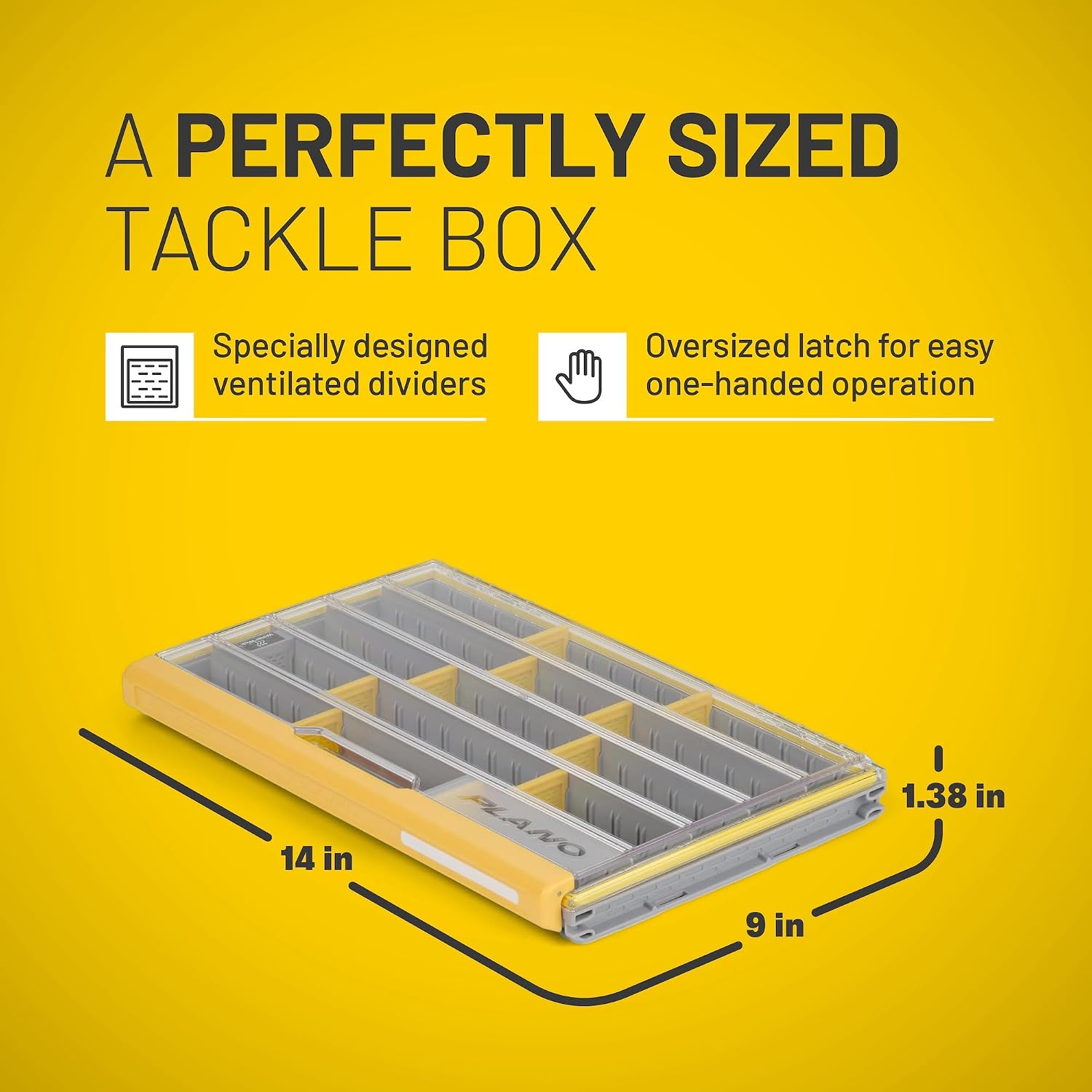 Plano EDGE 3700 Premium Thin Tackle Utility Box, Clear and Yellow, Waterproof and Rust-Resistant Bait and Tackle Box Storage Organization