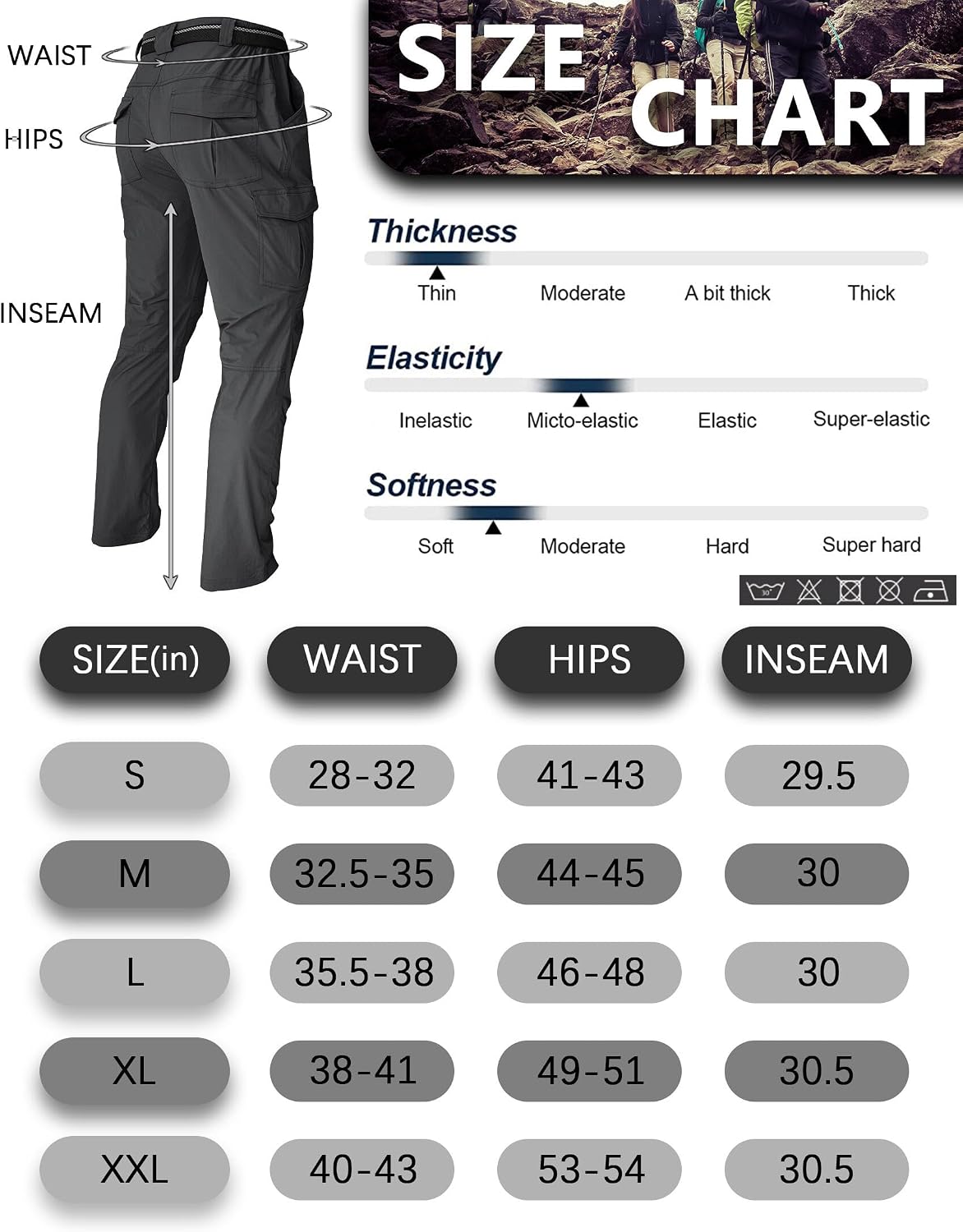 Men's Cargo Work Hiking Pants Lightweight Water Resistant Quick Dry Fishing Travel Camping Outdoor Breathable Multi Pockets