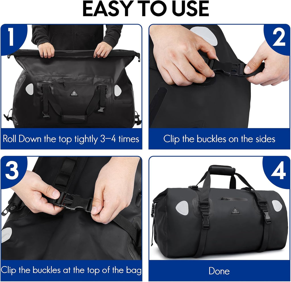 Haimont Waterproof Duffel Bag Roll-top Dry Duffel Bag with Quick-fixed Straps for Motorcycling, Rafting, Boating, SUP, Kayaking, Travel, 50L/70L