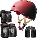 OutdoorMaster Skate Protective Gear Set for Adult & Youth, Skateboard Helmet Knee and Elbow Pads with Wrist Guards for Scooter, Inline Roller Skating, Skateboarding