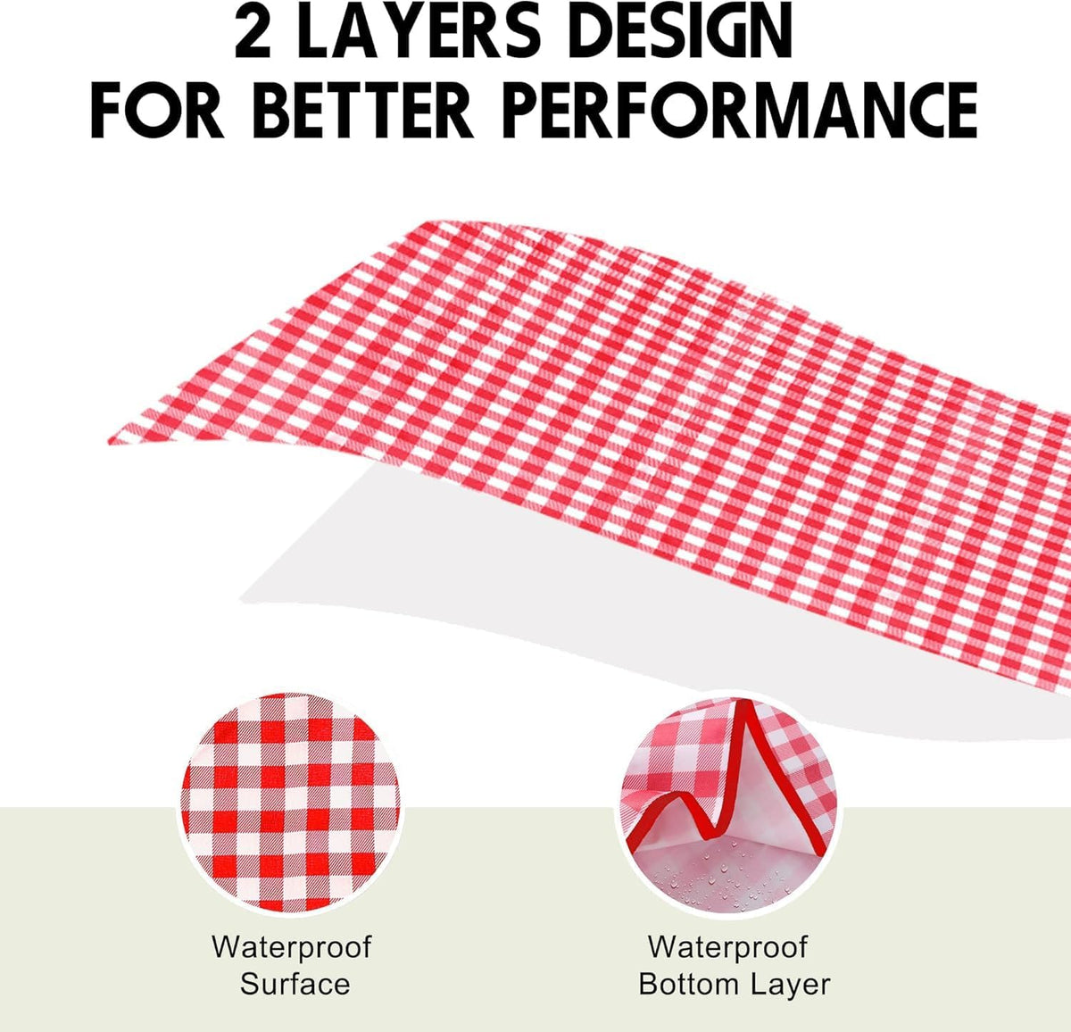 SAMSIER Outdoor Picnic Blankets Waterproof Foldable Sandproof, Extra Large Gingham Cute Picnic Mat Washable Portable for Park Beach Camping Courtyard (Red, 80"×80")