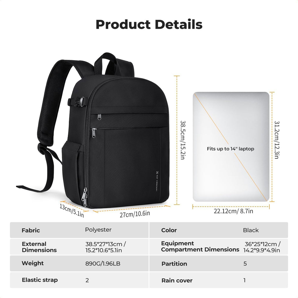 K&F CONCEPT Camera Backpack, Lightweight Camera Bag with Tripod Holder