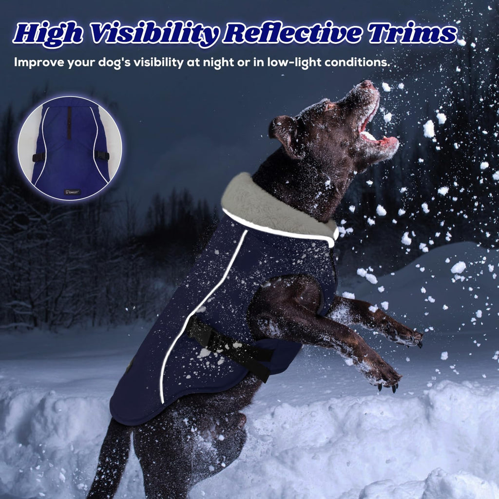EMUST Dog Winter Coat, Waterproof Fleece Dog Jacket Winter for Small Dogs