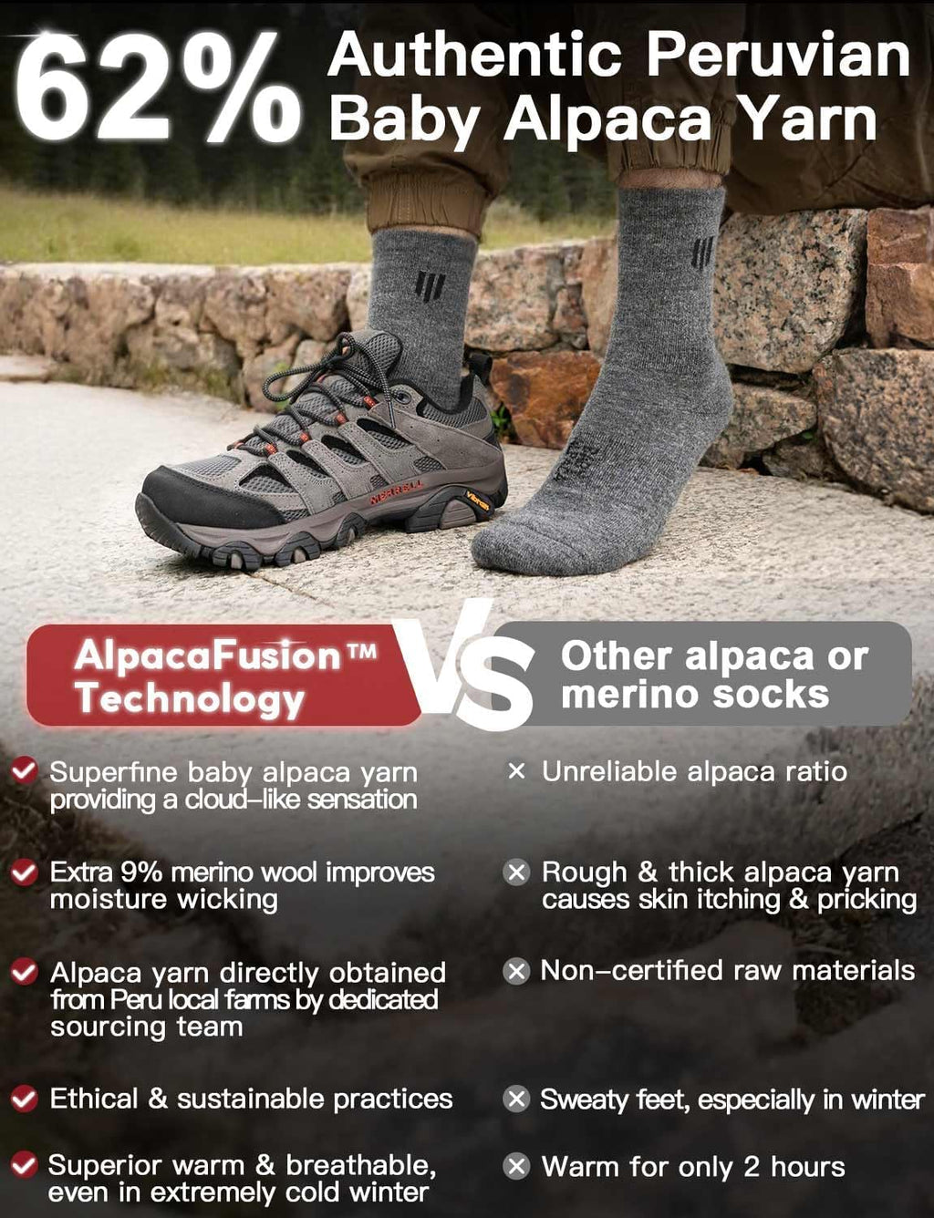 Juclise Baby Alpaca Wool Lightweight Micro Crew Socks for Men & Women