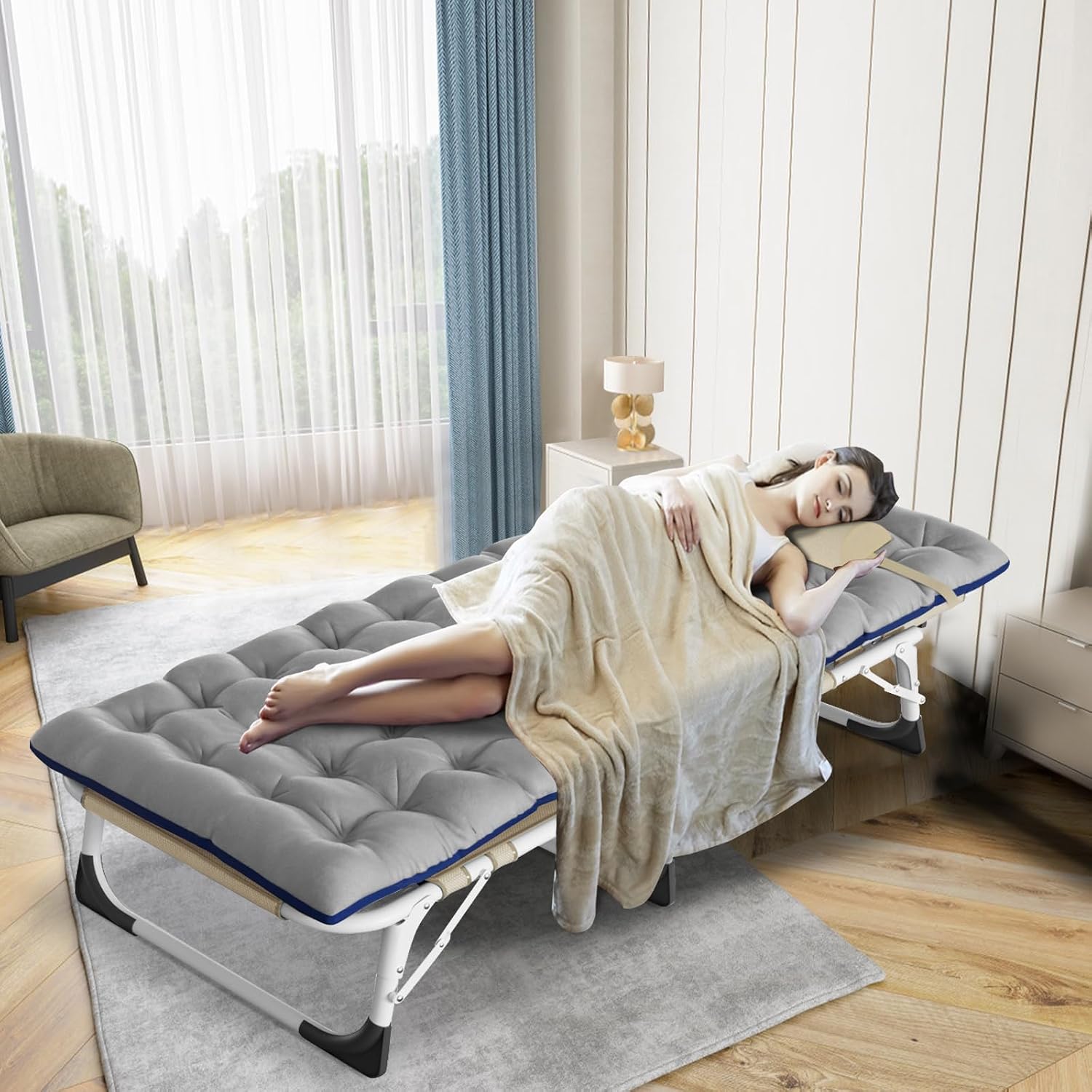 LILYPELLE Portable Folding Camping Cot with Mattress and Pillow for Adults