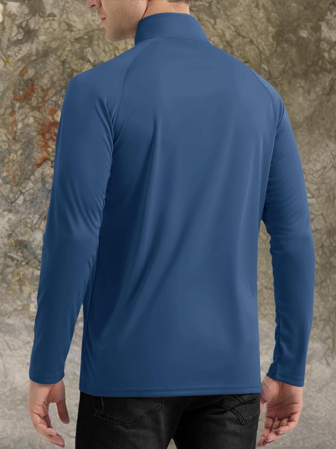 TACVASEN Men's Long Sleeve Athletic Shirts 1/4 Pullover Zip Sun Protection Rash Guard UPF 50+ Outdoor Running T-Shirts
