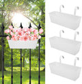 16 Inch Railing Planters Box Metal Hanging Flower Pot 3 Pcs