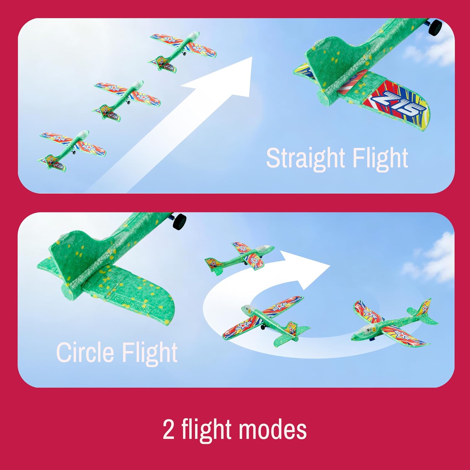 JOYIN LED Foam Glider Airplane Launcher Set, Included Light-Up Flying Planes and Handheld Launcher, Long Distance Outdoor Flying Game for Teens & Adults