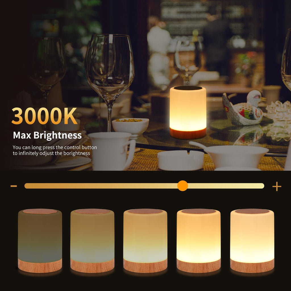 OORUN Touch Bedside Table Lamp,13 RGB Colors & 5 Brightness, USB Rechargeable Desk Lamp, Remote Control Dimmable Light with RGB Color Changing,Portable Lamp for Baby (2 Pack Brown)
