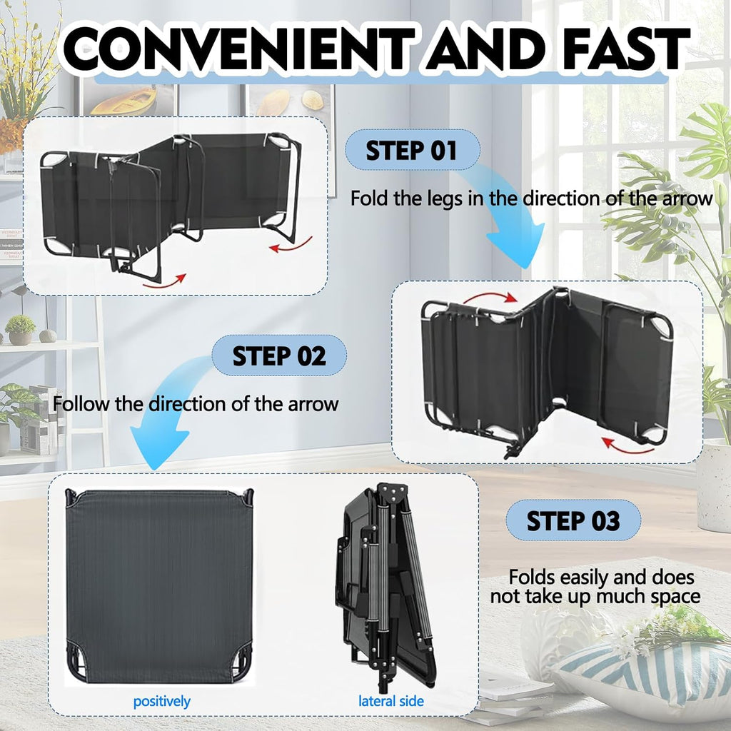 Folding Camping Cot for Adults,Adjustable Sleeping Cot with Mattress