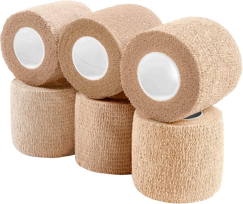 WePet Pet Wrap, Self-Adhesive, Only Sticks to Itself, Non-Woven Tape for Dog Legs, Paws, Wounds, First Aid Cohesive Gauze for Horse, Cat, Bird, Animal, 6 Rolls, 4 Inch, Pawprints B