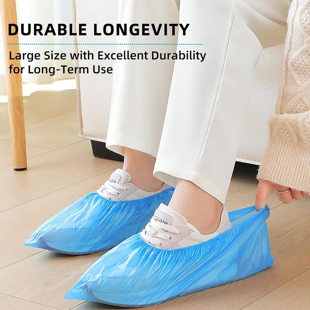 LYSHIYI 200 Pcs Shoe Covers Disposable Non Slip, Waterproof Shoe Covers Disposable for Indoors, 15-20'' Adjustable Size Boot Covers for US 6 to 14 Size