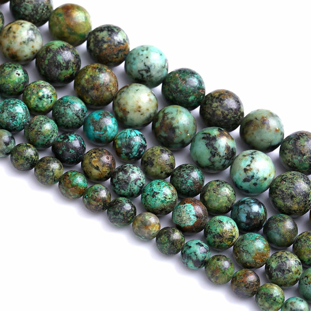 10MM 36PCS Natural Stone Green African Turquoise Spacer Loose Beads for Jewelry Making DIY Bracelet Necklace
