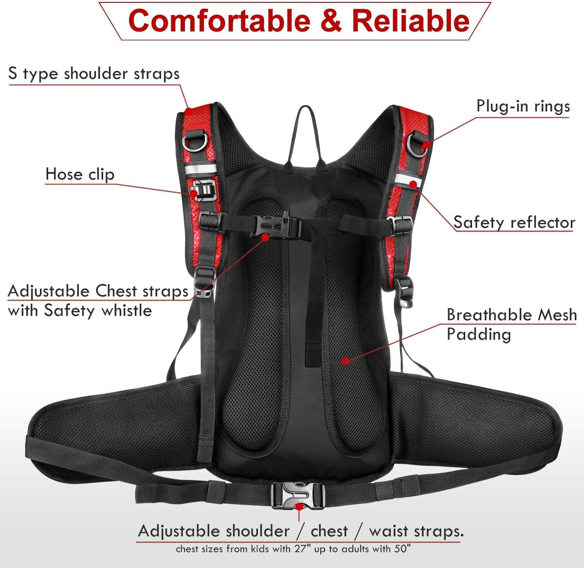 Mothybot Insulated Hydration Backpack Pack with 3L BPA Free Leak Proof Water Bladder, Large Storage Lightweight Hiking Daypack with Waist Pouches & Cooler Layer, for Running, Biking, Camping, Festival