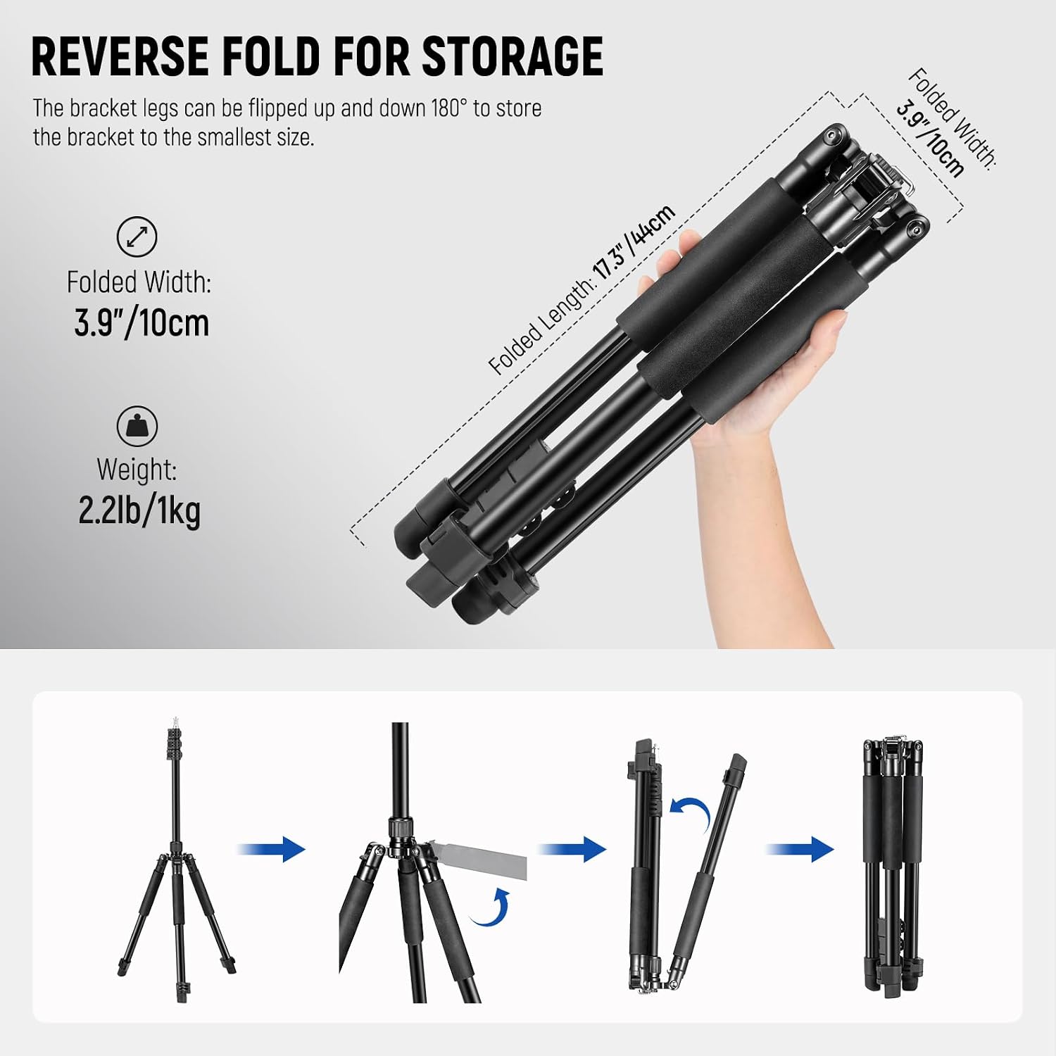 NEEWER Photography Light Stand, 1.5-6.4ft/47-195cm Reversible Aluminum