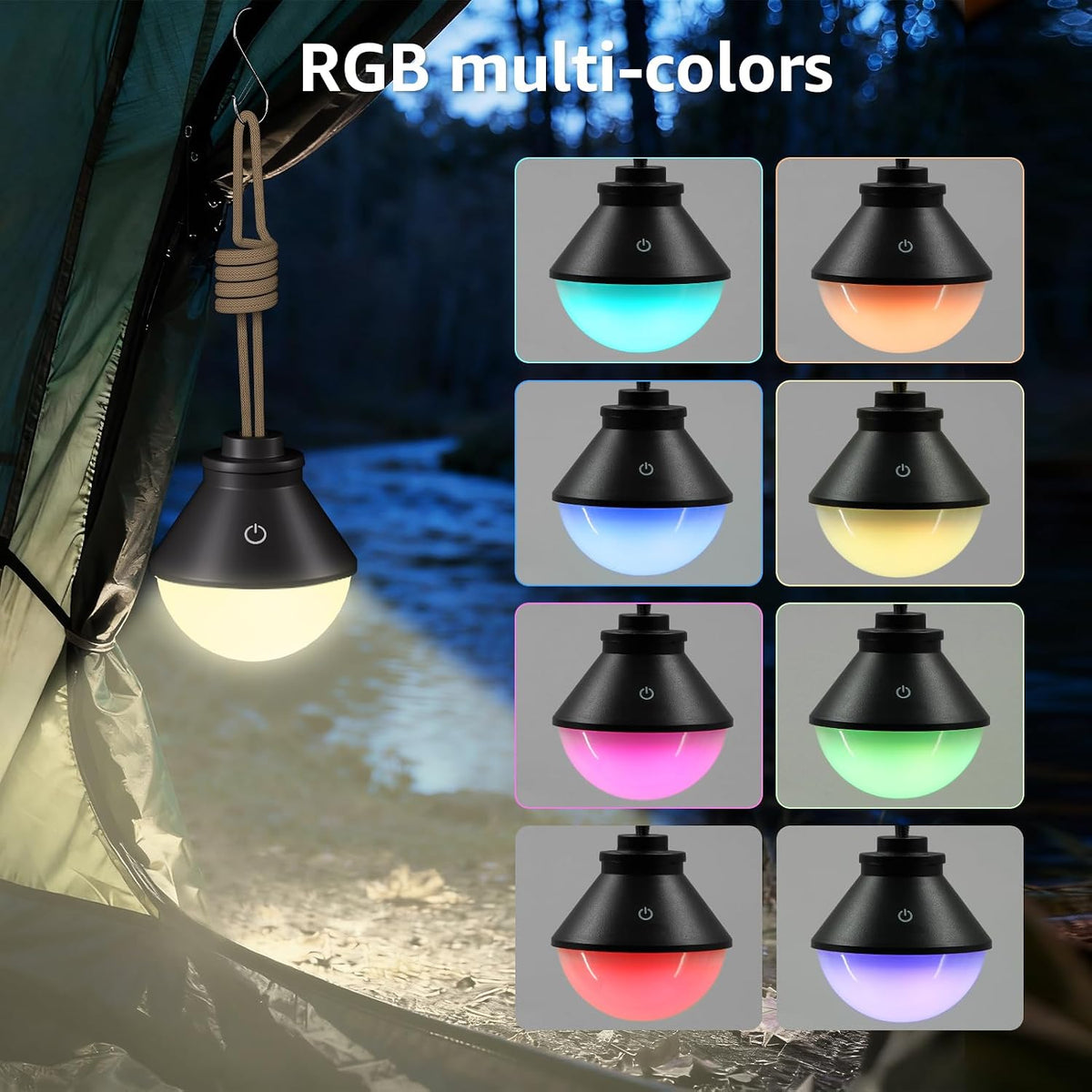 2-Pack LED Camping Lantern Rechargeable 5000mAh with Magnetic, 600LM Waterproof Battery Powered Hanging Tent Light, Cordless Portable Dimmable for Power Outages Hunting Survival Gear Outdoor