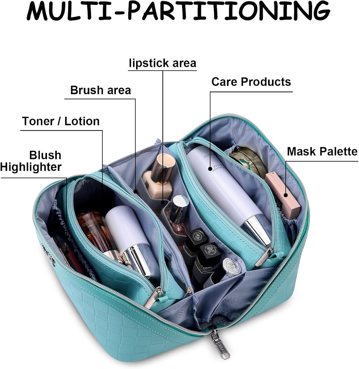 BOYATU Travel Makeup Bag Organizer: 180°Open-Flat 3 Pcs Make up Bags Set