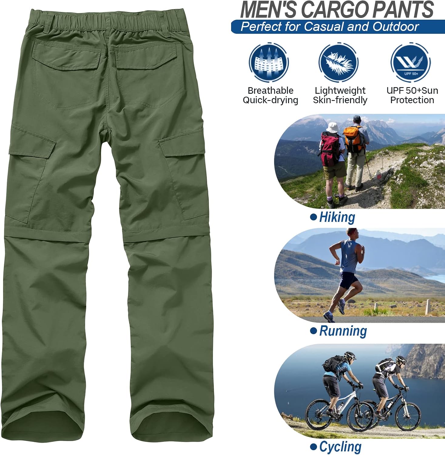 linlon Boy Scout Pants Hiking Mens Convertible Zip Off Safari Fishing