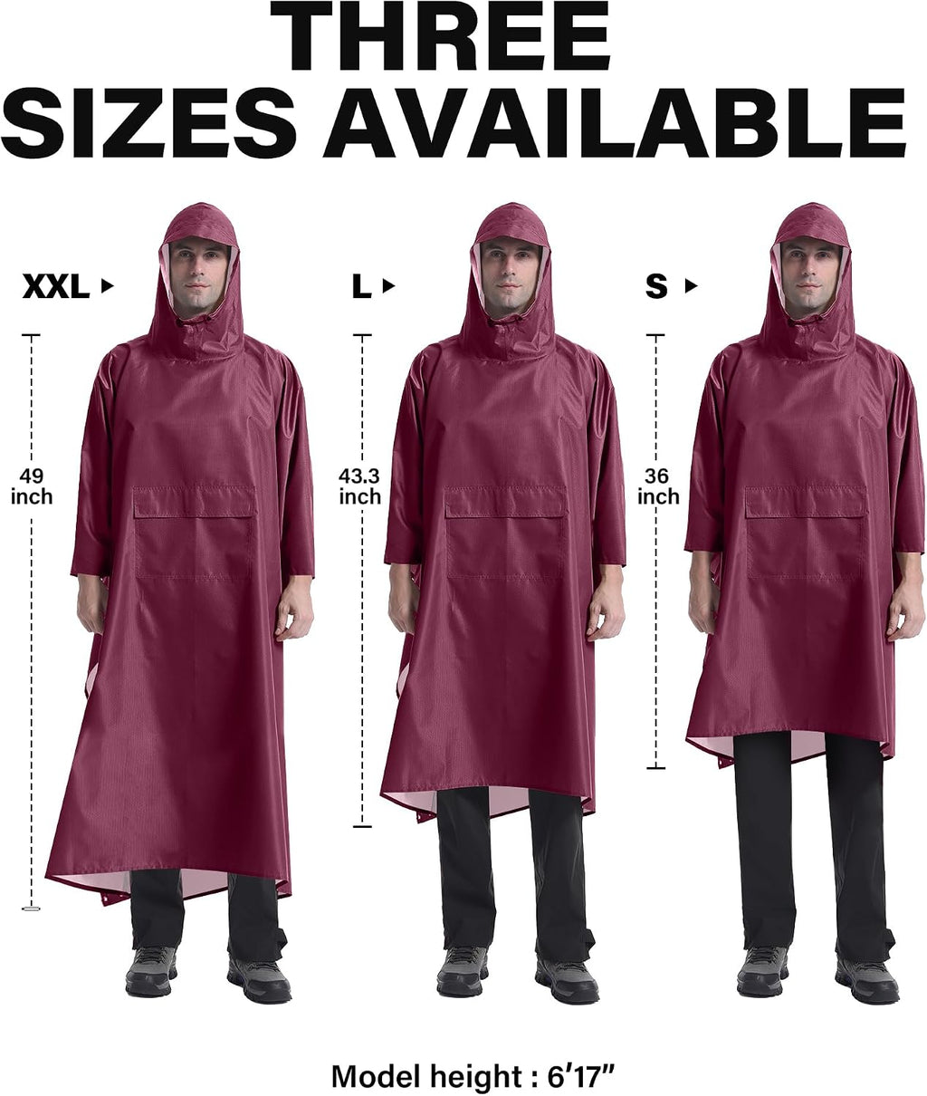 iCreek Hooded Rain Poncho Packable Waterproof Unisex Raincoat with Pocket