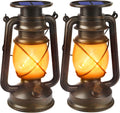 Solar Lanterns Outdoor Waterproof, 2 Pack Bronze Flickering Flame Lights