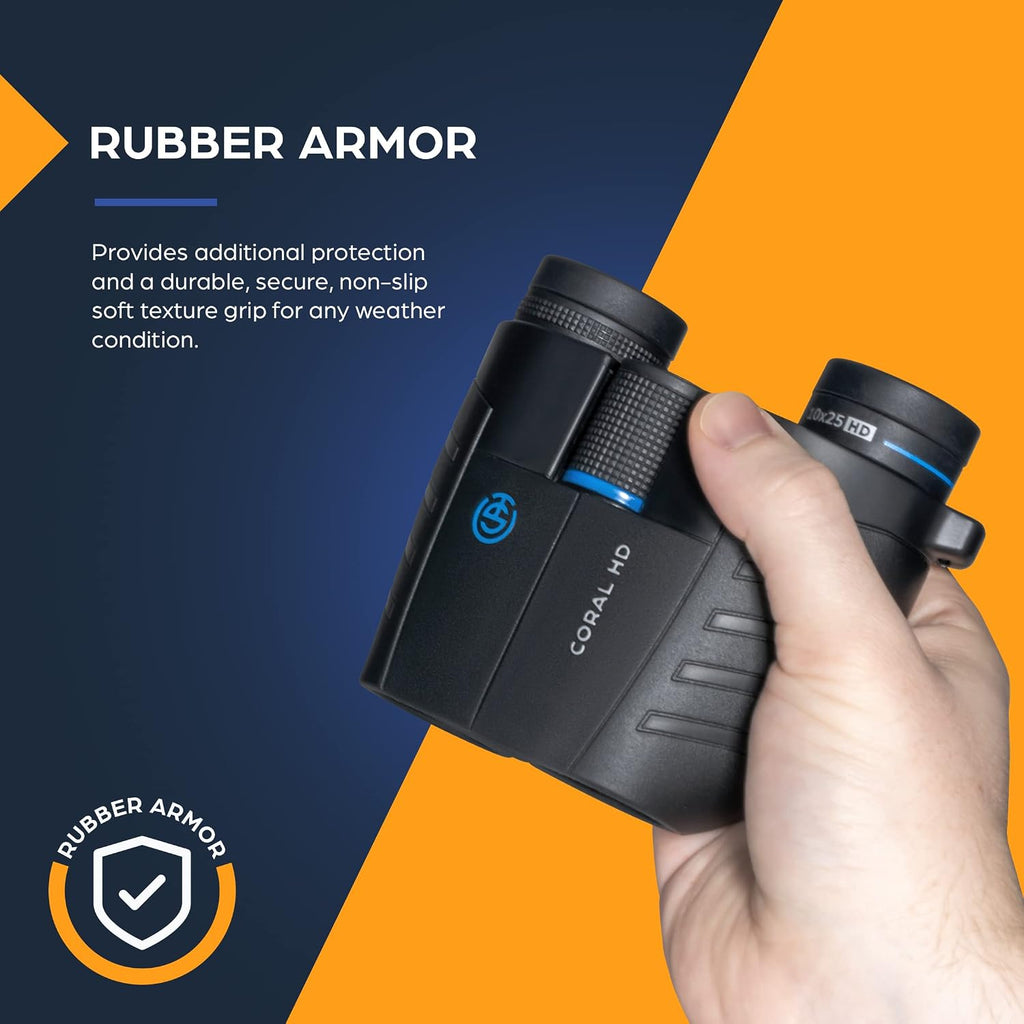 TSO Coral 10x25 Compact Binoculars with Eye Relief for Adults and Kids, Lightweight Rainproof Porro Prism Binoculars for Bird Watching, Hiking, Travel, Sightseeing, Sporting Events and Concerts