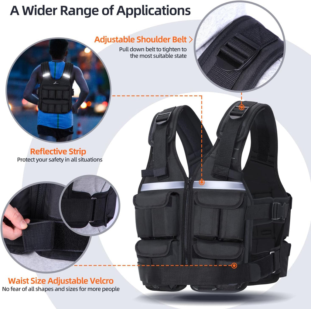 Sportneer Adjustable Weighted Vest Men 2-42lb Rucking Vest for Training