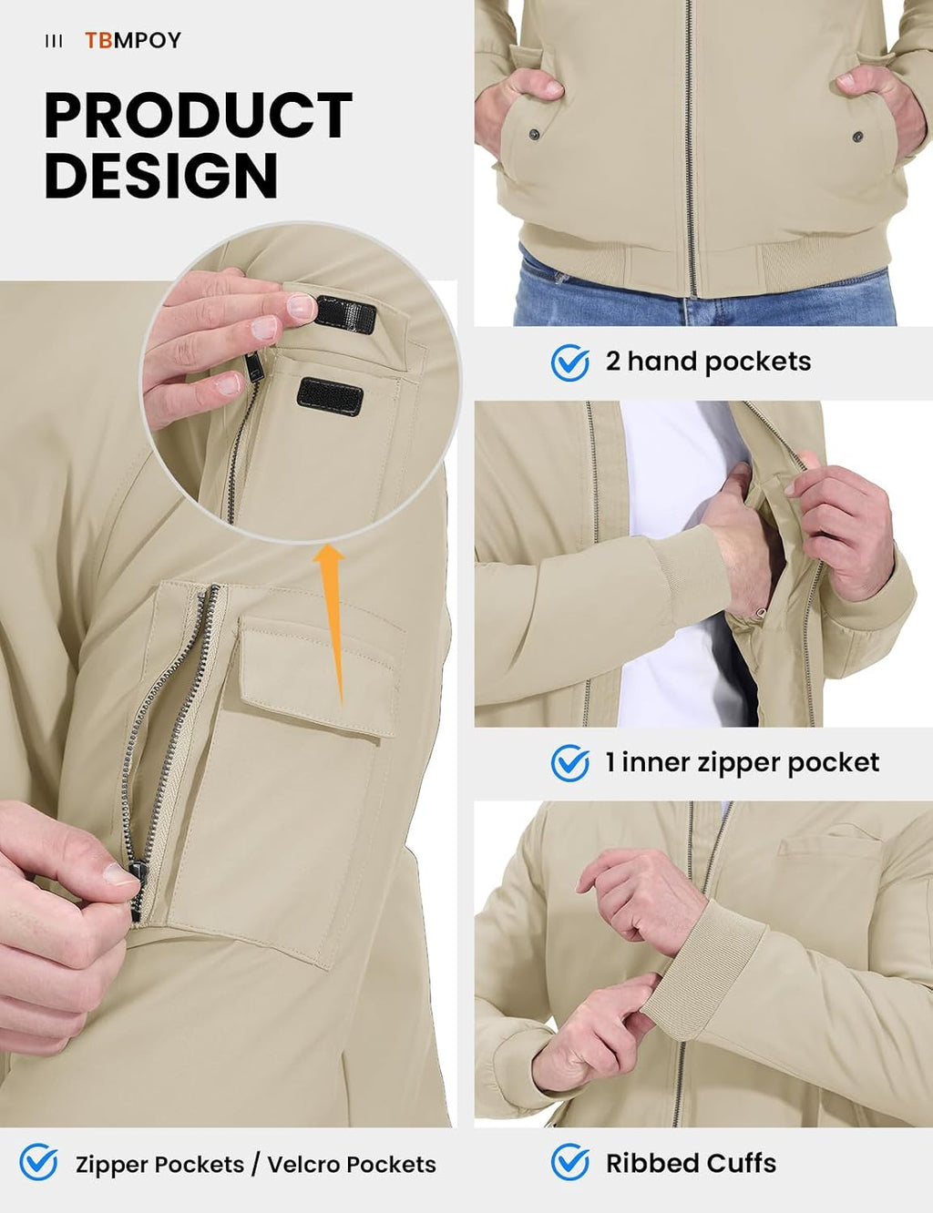TBMPOY Men's Winter Bomber Jacket Fall Casual Windbreaker Softshell Jackets