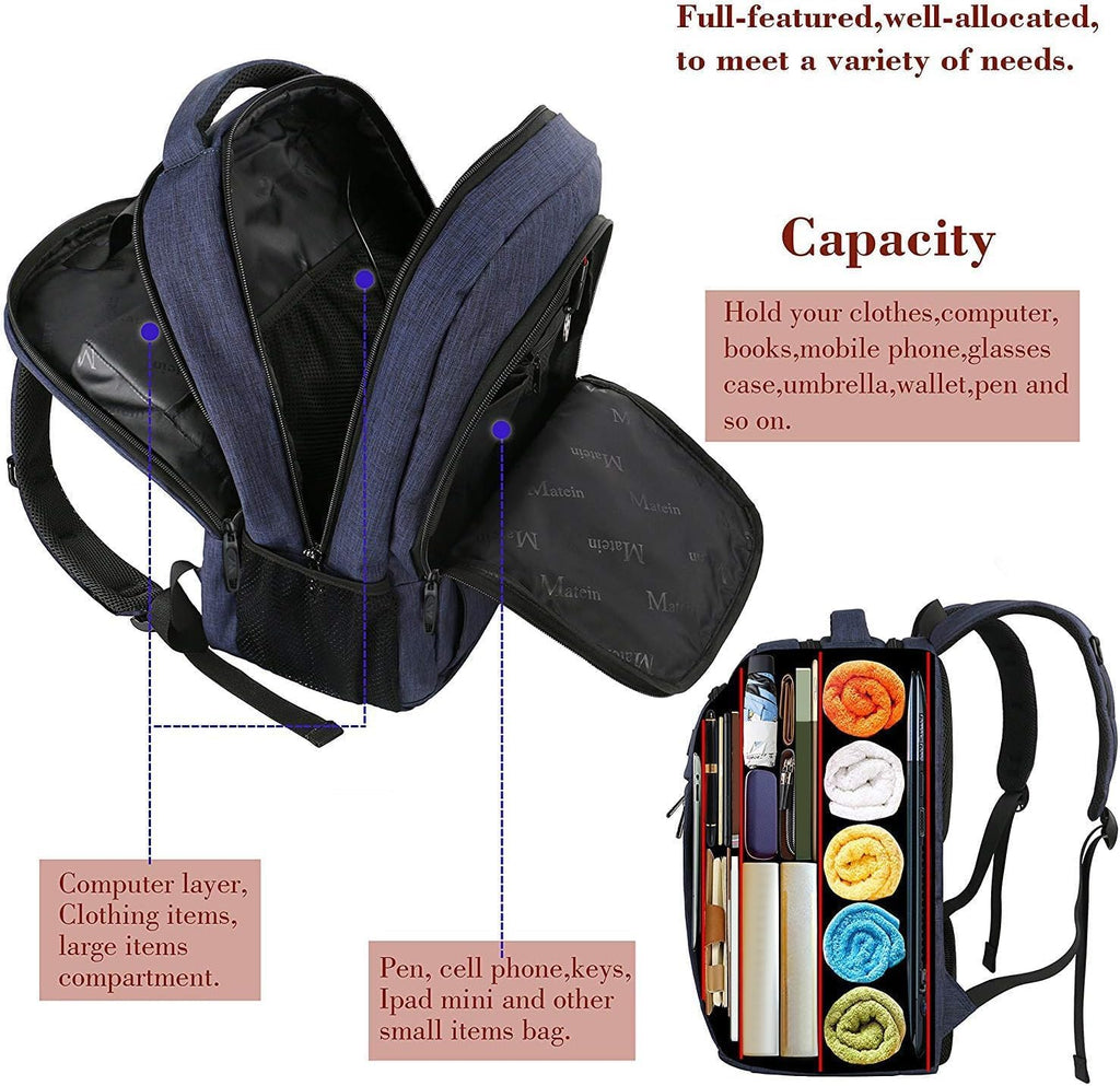 MATEIN Blue Laptop Backpack, Slim Travel Backpack with Laptop Compartment