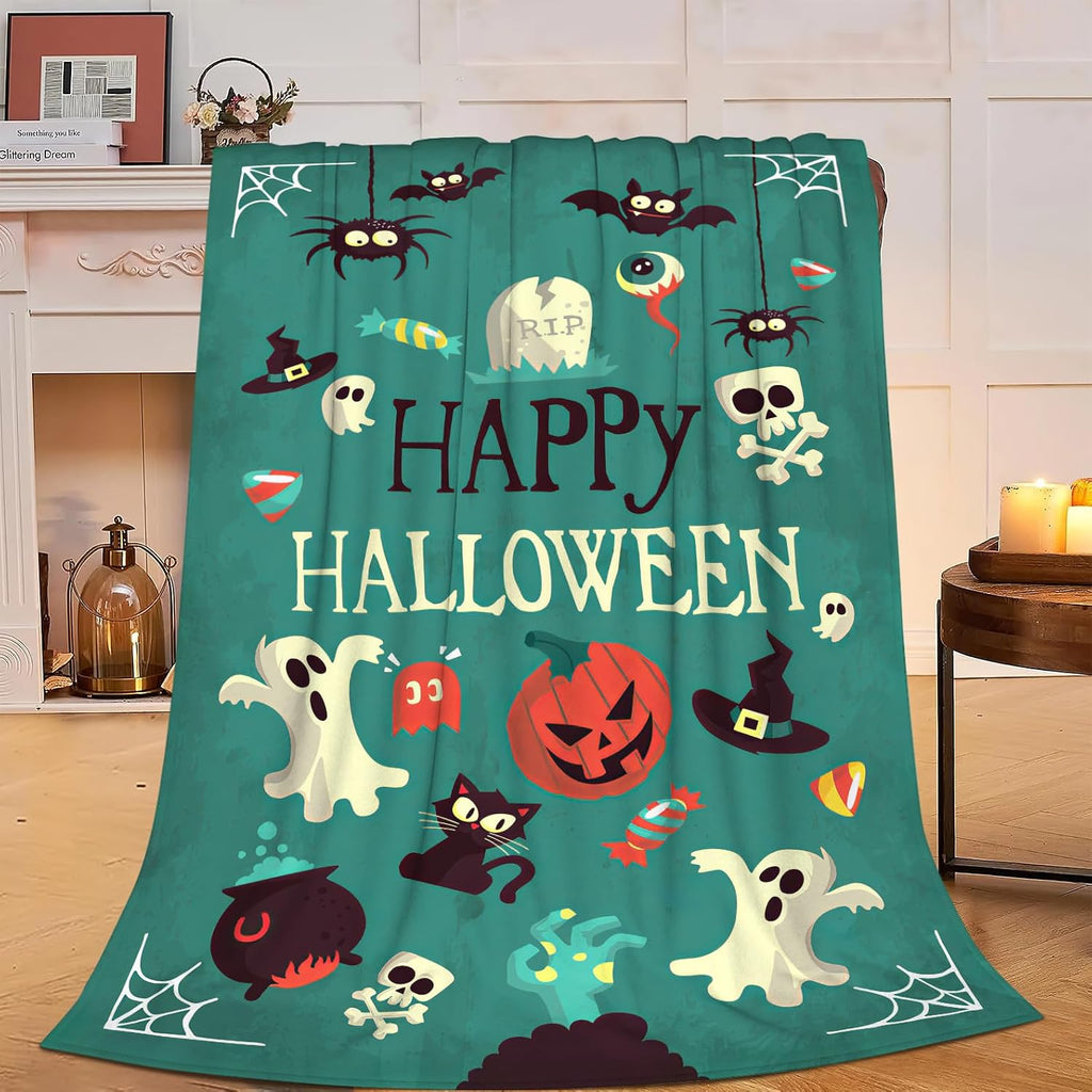 Camping Blanket Soft Warm Plush Throw Blanket Happy Camper RV Gifts for Camper Lover Cozy Lightweight Flannel Fleece Bedding Stuff Decor Blanket for Girls Kids Adults Women 40"x50"