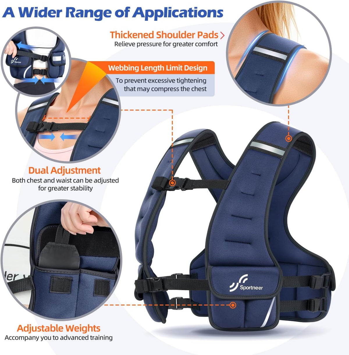Sportneer Adjustable Weighted Vest Woman 10-18lb Gym Training Walking Vest