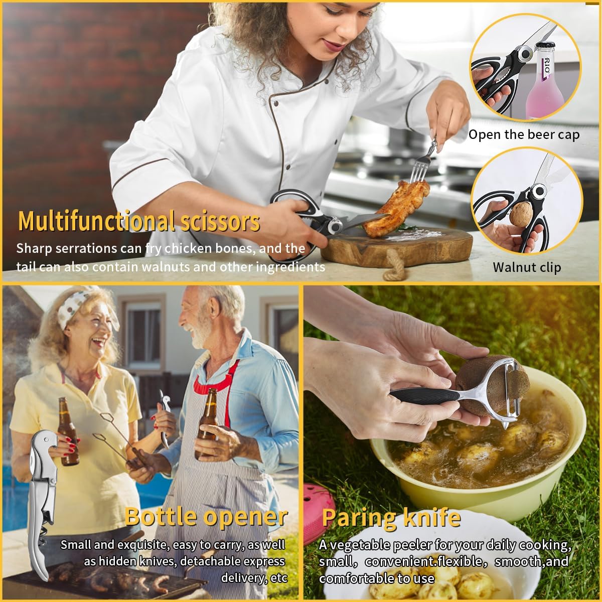Camping Essentials Accessories Camping Gear Must Haves, Cooking Utensils Set Rv Camping Kitchen Backpacking Supplies Camper Gadgets Outdoor Hiking Travel Picnic Gifts