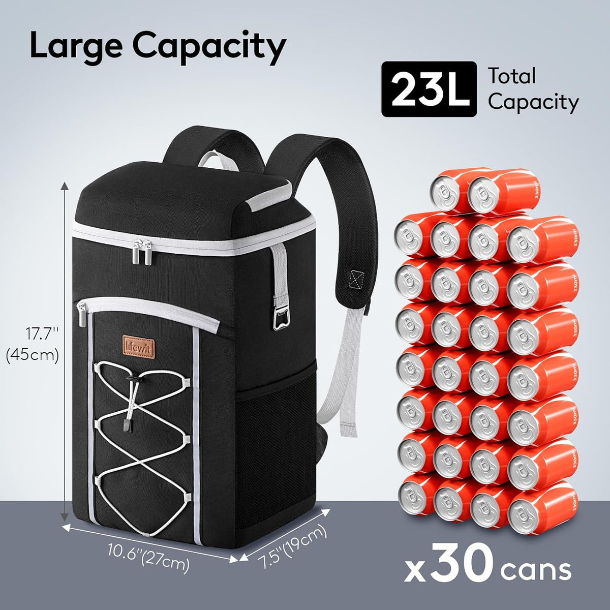 Lifewit Cooler Backpack, 30/45 Cans Insulated Picnic Backpack